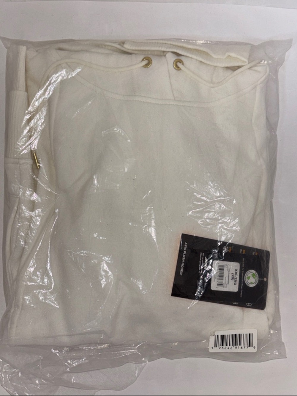 Avia Plush White Drawstring Hoodie Sweatshirt NWT still in plastic! XXL (20)
